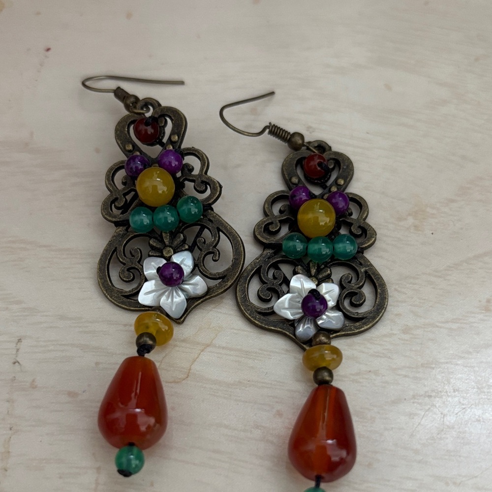 Handcrafted Multicolor Boho Drop Earrings